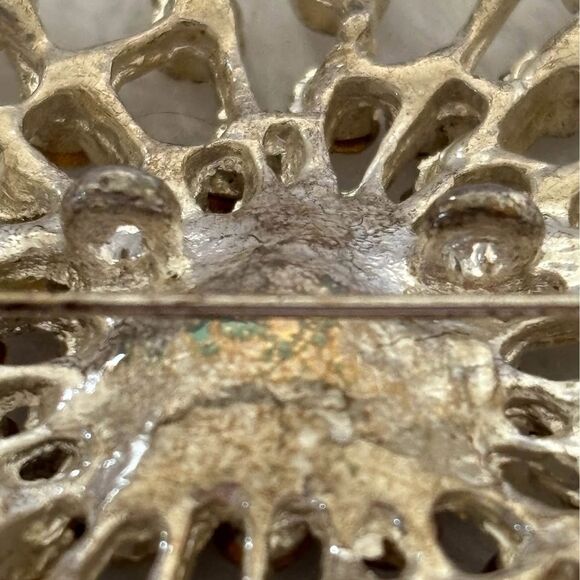 1950’s Star-Burst Sun-Burst Rhinestone Broach With Pendant Loop - Picture 5 of 6